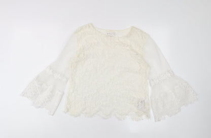 Womens UK Size 10 Apricot Ivory Basic Blouse