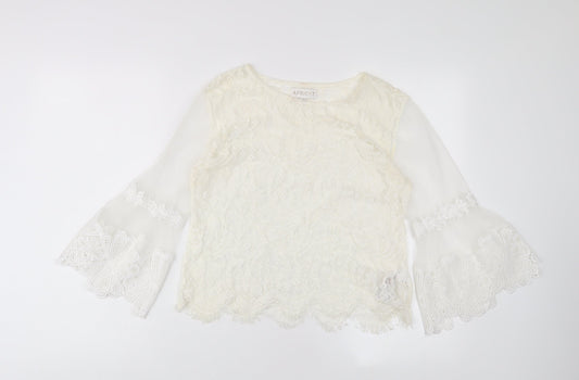 Womens UK Size 10 Apricot Ivory Basic Blouse