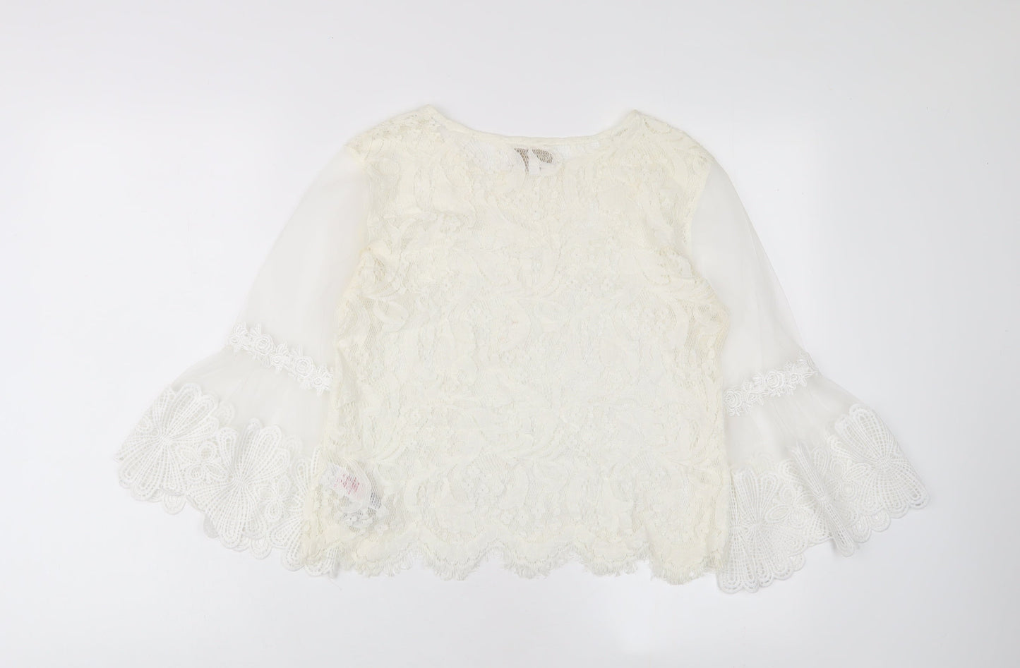 Womens UK Size 10 Apricot Ivory Basic Blouse