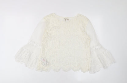 Womens UK Size 10 Apricot Ivory Basic Blouse