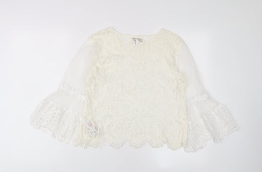 Womens UK Size 10 Apricot Ivory Basic Blouse