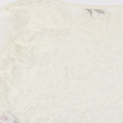 Womens UK Size 10 Apricot Ivory Basic Blouse