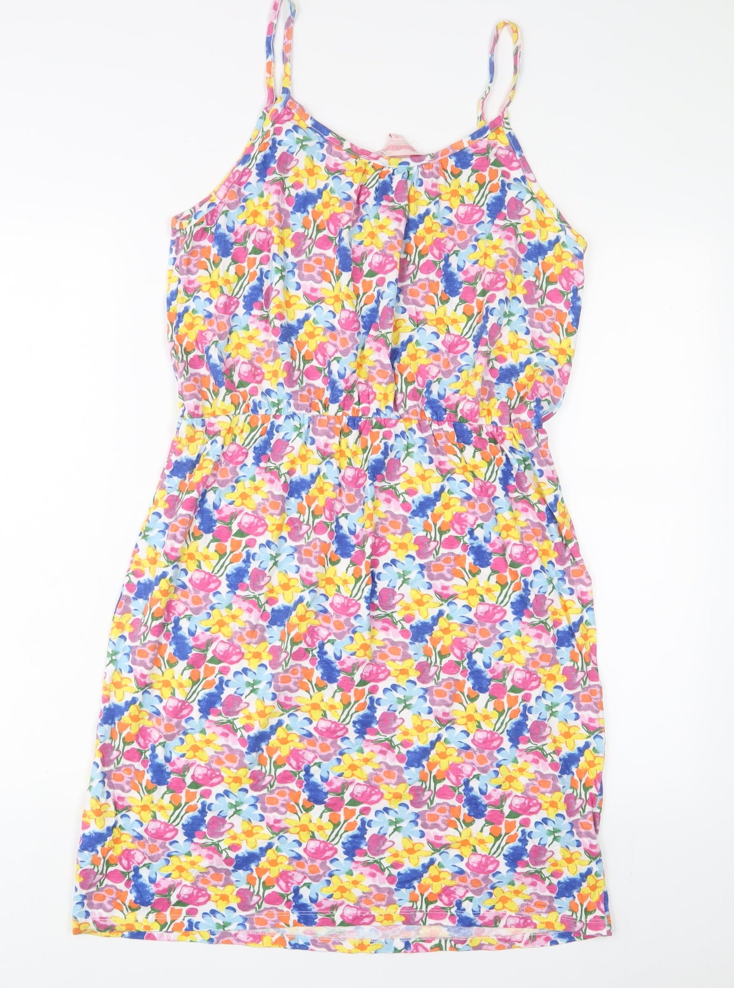 Board Angels Womens Multicoloured Floral Cotton A-Line Size 12 Scoop Neck Pullover