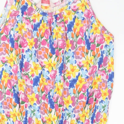 Board Angels Womens Multicoloured Floral Cotton A-Line Size 12 Scoop Neck Pullover