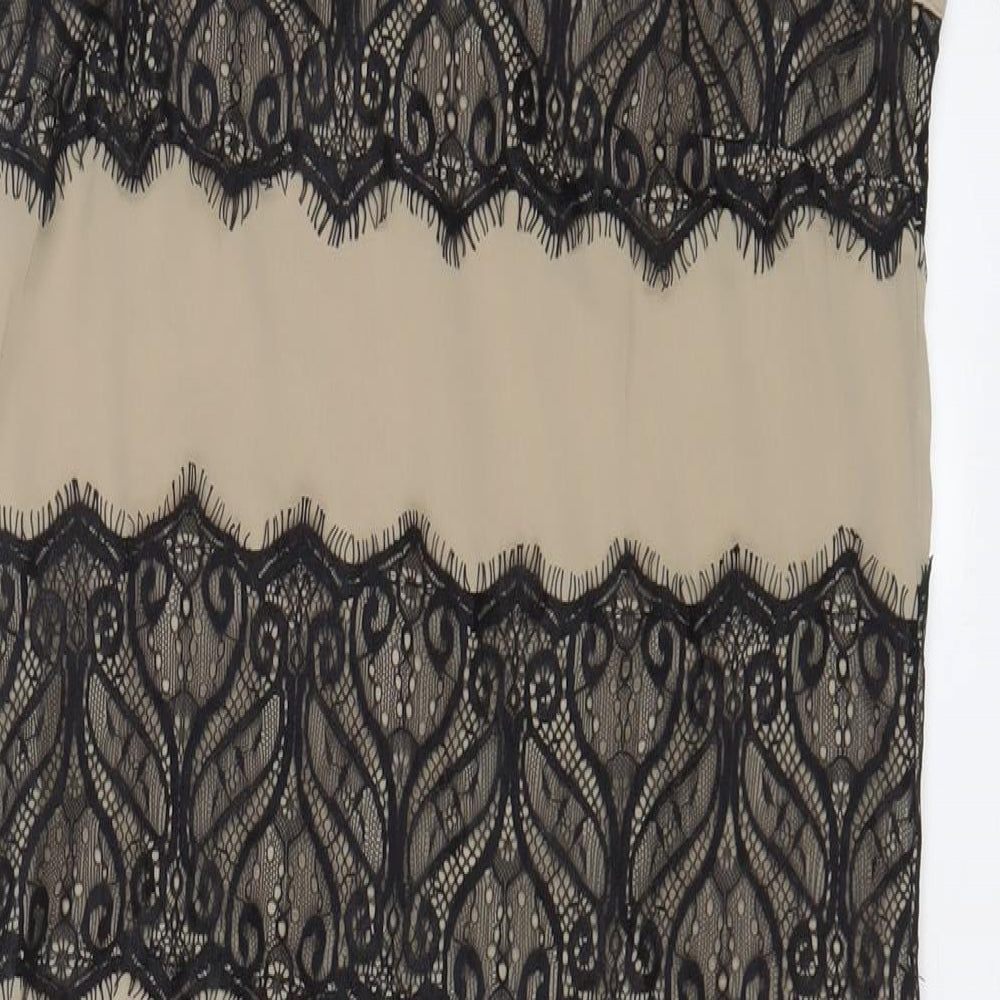 Limited Collection Womens Brown Polyester Sheath Size 8 Boat Neck Button - Lace