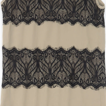 Limited Collection Womens Brown Polyester Sheath Size 8 Boat Neck Button - Lace