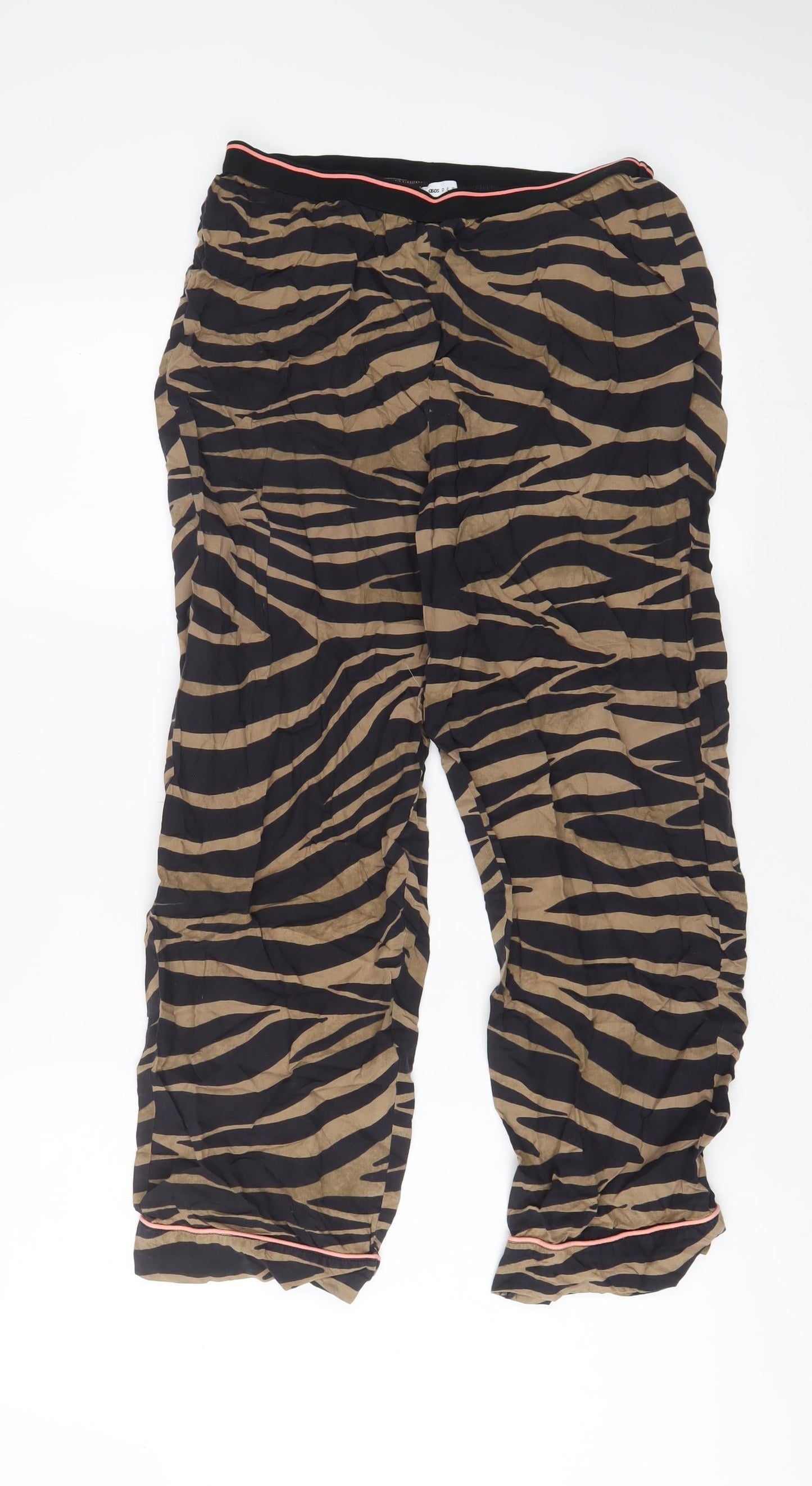 ASOS Womens Brown Animal Print Viscose Top Lounge Pants Size 8