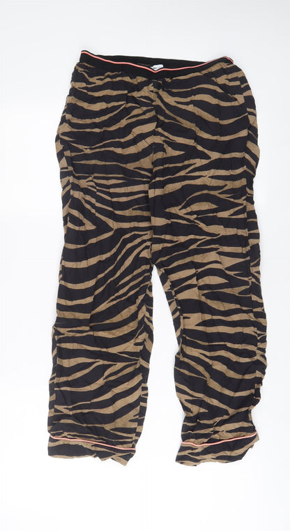ASOS Womens Brown Animal Print Viscose Top Lounge Pants Size 8
