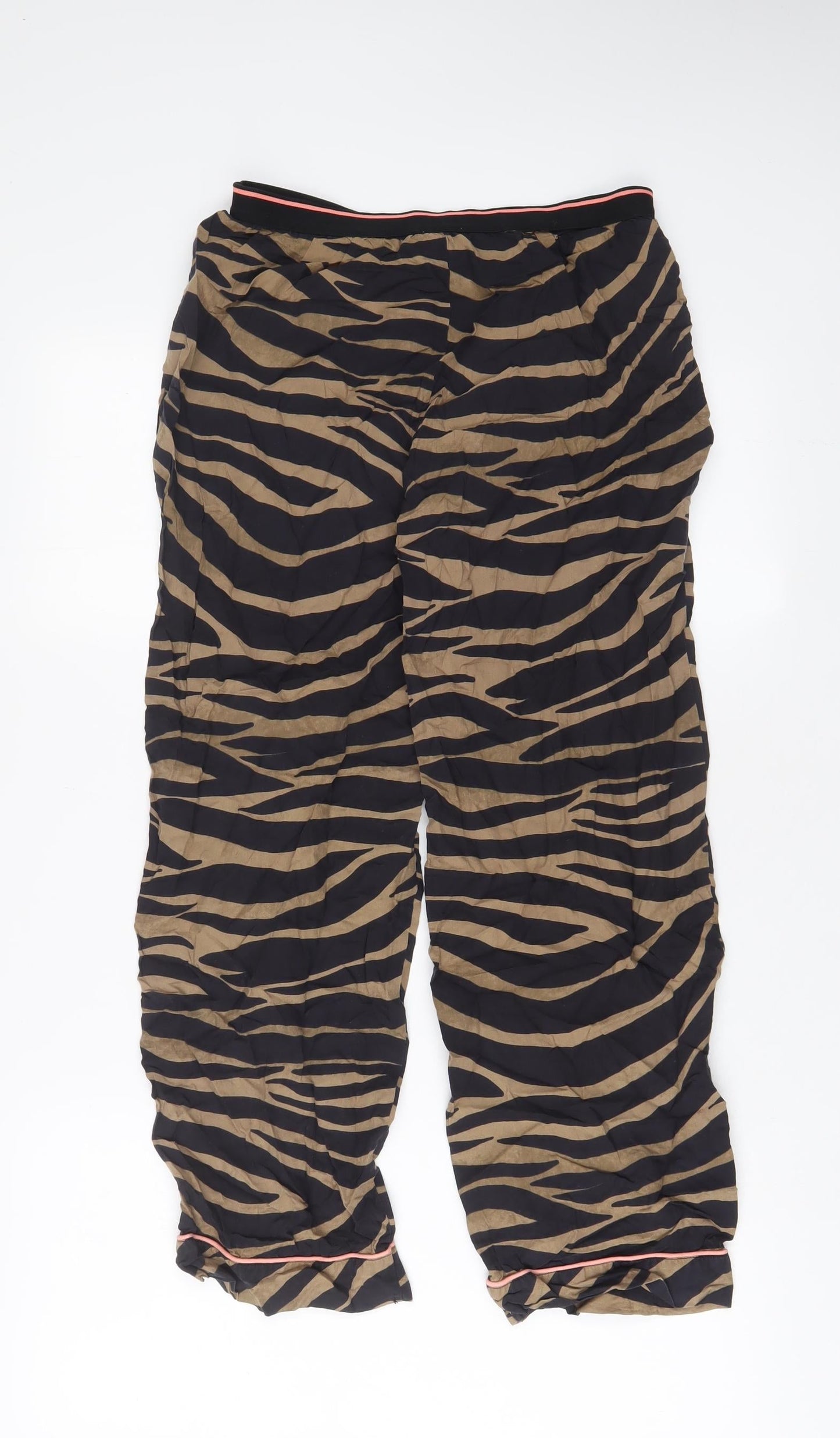 ASOS Womens Brown Animal Print Viscose Top Lounge Pants Size 8