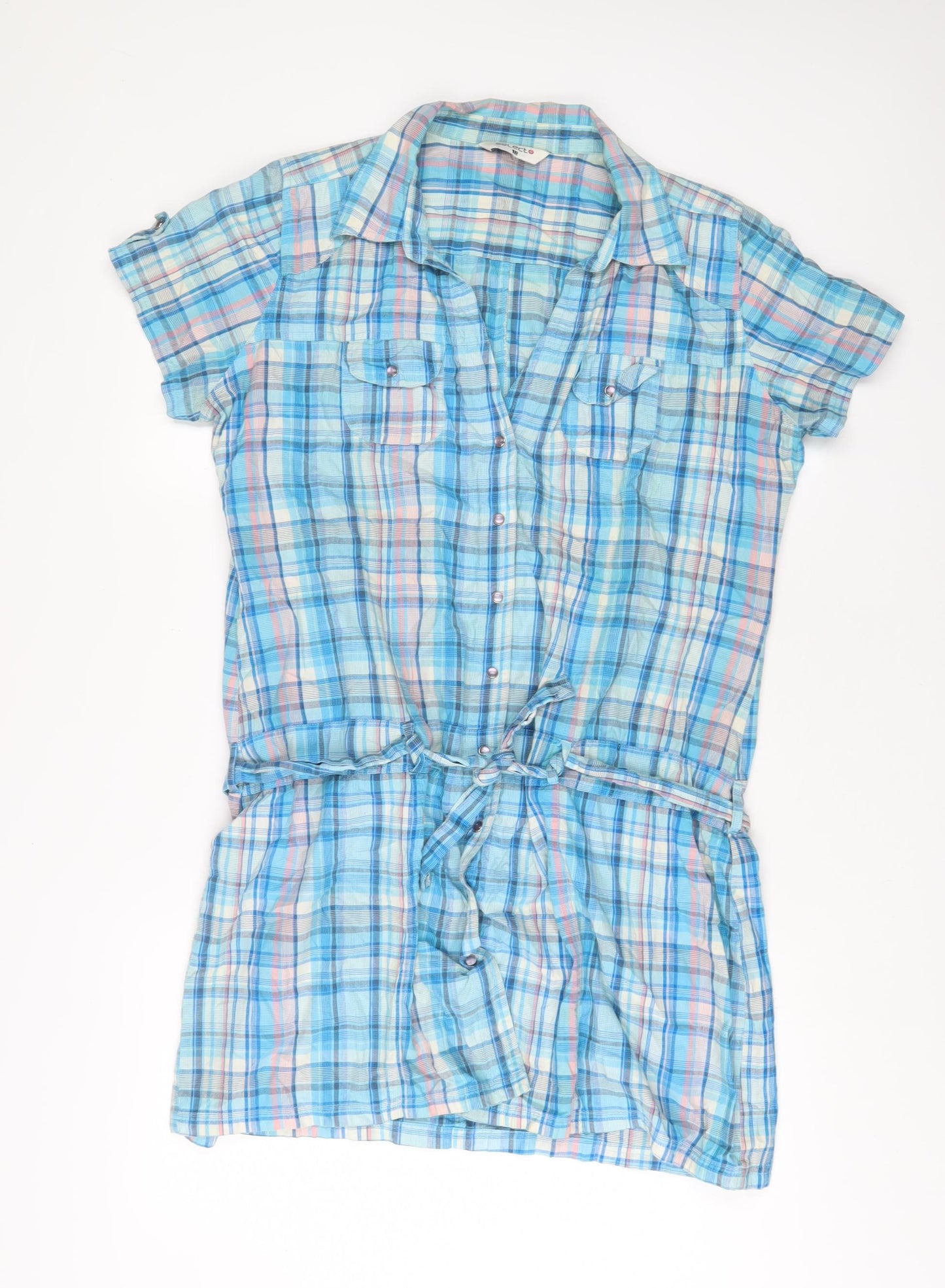 Womens UK Size 18 Select Blue Tunic Button-Up