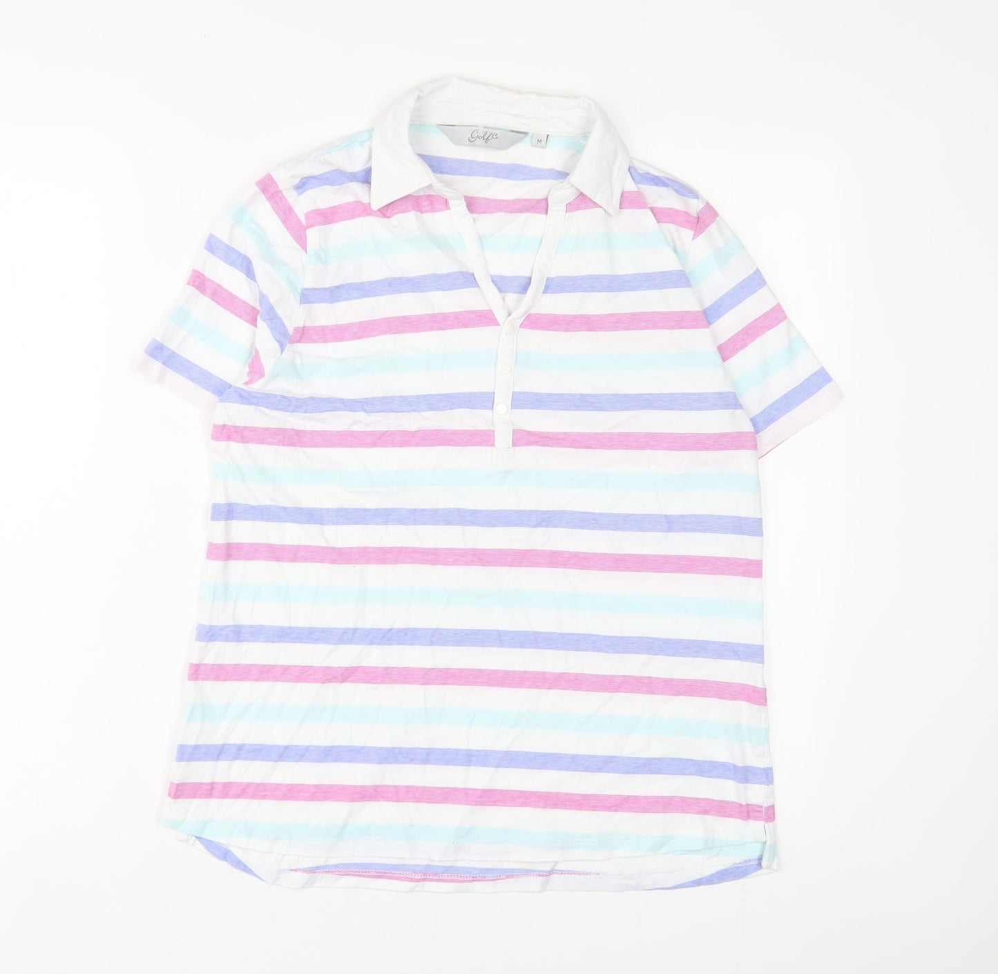 Golf.Co Womens Multicoloured Striped Cotton Basic Polo Size M Collared