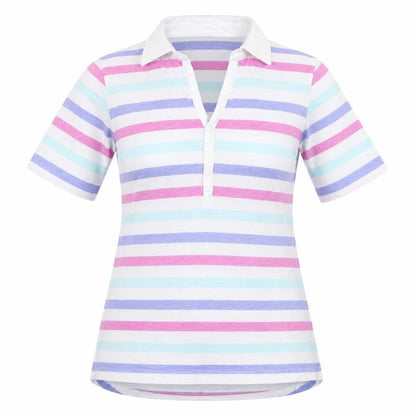 Golf.Co Womens Multicoloured Striped Cotton Basic Polo Size M Collared