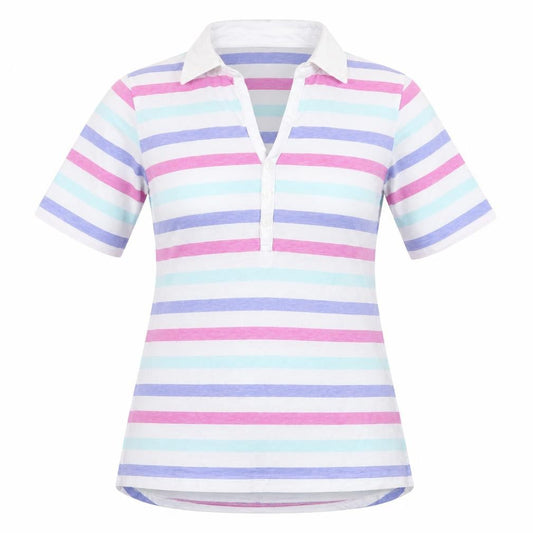 Golf.Co Womens Multicoloured Striped Cotton Basic Polo Size M Collared