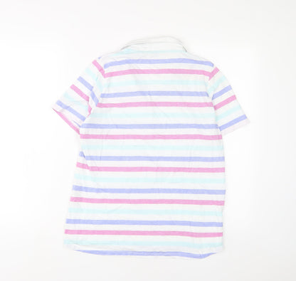 Golf.Co Womens Multicoloured Striped Cotton Basic Polo Size M Collared