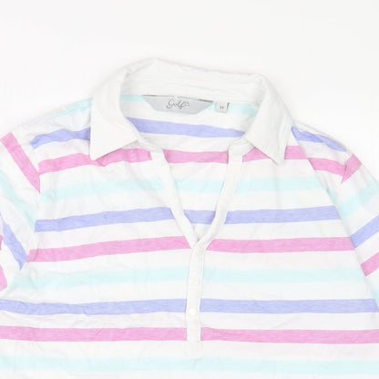 Golf.Co Womens Multicoloured Striped Cotton Basic Polo Size M Collared