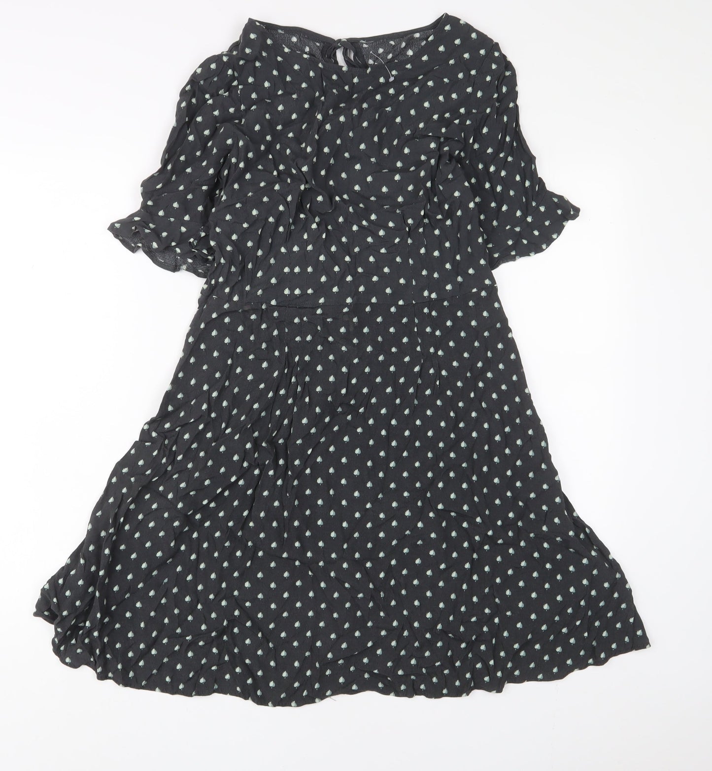 NEXT Womens Grey Geometric Viscose A-Line Size 12 Crew Neck Tie