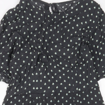 NEXT Womens Grey Geometric Viscose A-Line Size 12 Crew Neck Tie