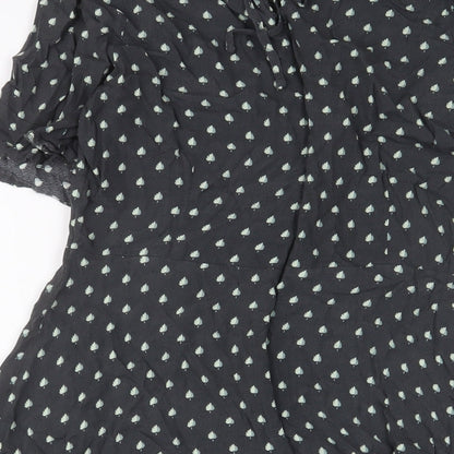 NEXT Womens Grey Geometric Viscose A-Line Size 12 Crew Neck Tie