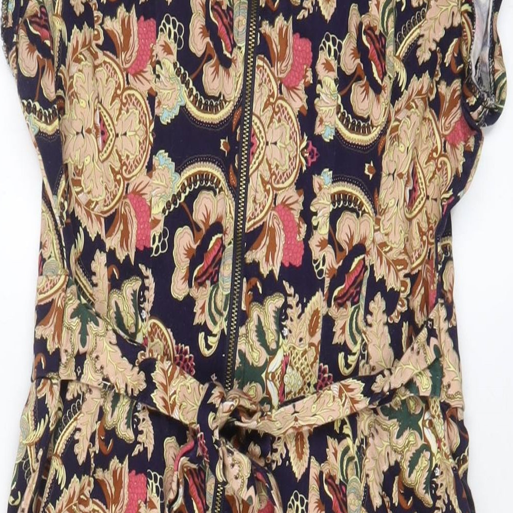 Boohoo Womens Multicoloured Fair Isle Cotton A-Line Size 14 Boat Neck Zip