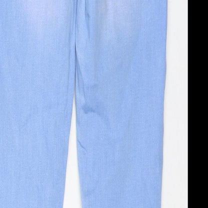River Island Girls Blue Cotton Skinny Jeans Size 12 Years L28 in Regular Zip - Distressed