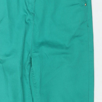 Soon Womens Green Cotton Cropped Jeans Size 10 L22 in Regular Zip - Belt Included