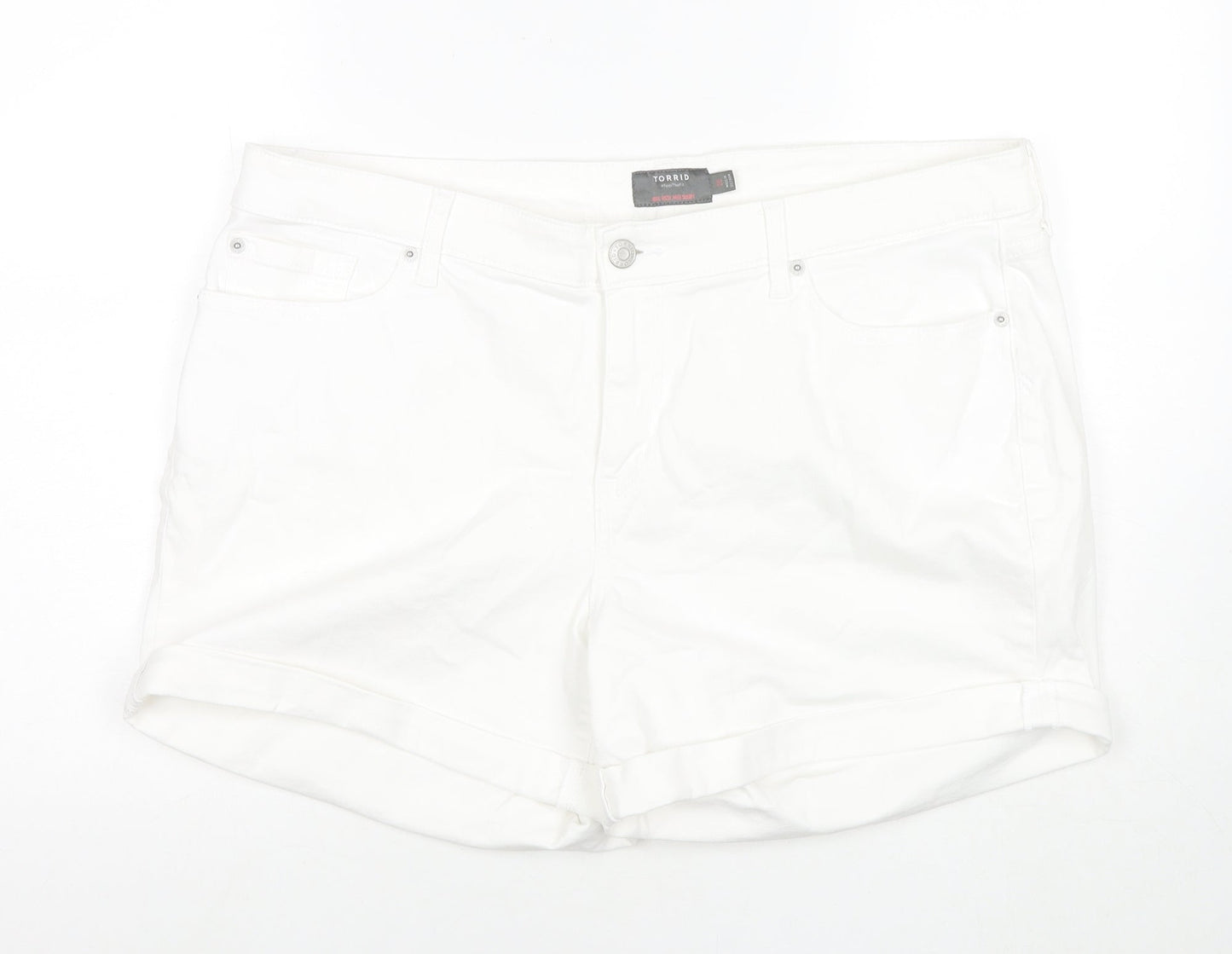 Torrid Womens White Cotton Mom Shorts Size 20 L4 in Regular Zip