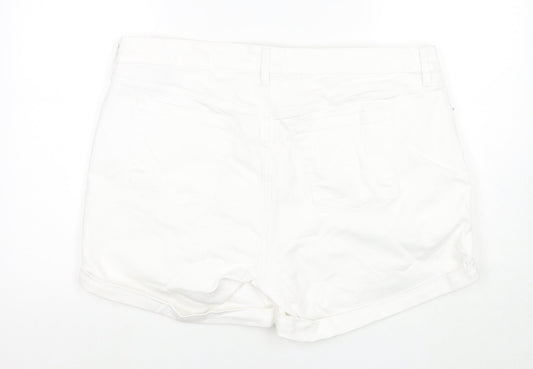Torrid Womens White Cotton Mom Shorts Size 20 L4 in Regular Zip