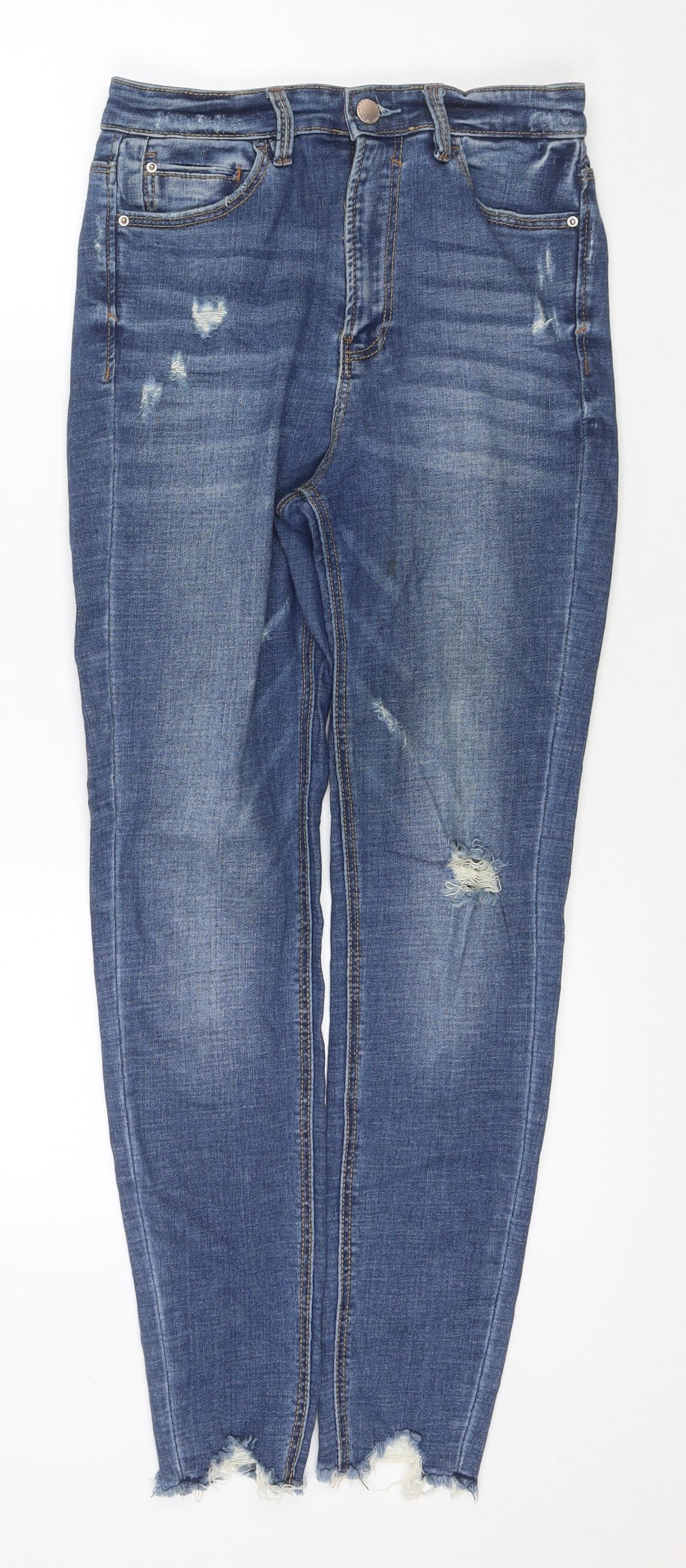 Womens UK Size 8 Stradivarius Regular Fit Skinny Blue Jeans
