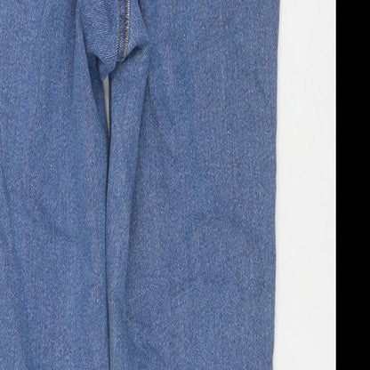PRETTYLITTLETHING Womens Blue Cotton Straight Jeans Size 8 L28 in Regular Zip