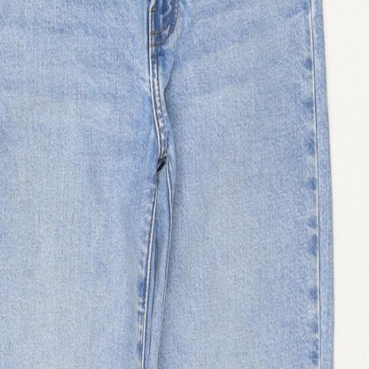 Denim & Co. Womens Blue Cotton Straight Jeans Size 4 L28 in Regular Zip