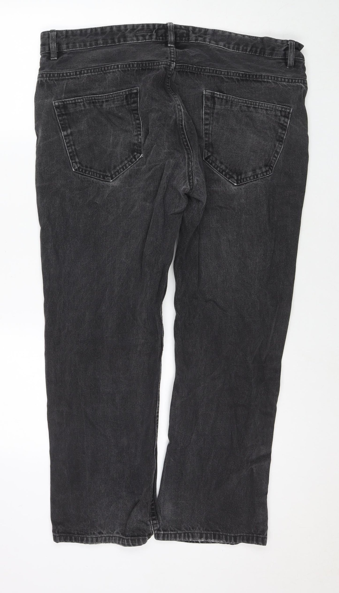 Matalan Womens Grey Cotton Straight Jeans Size 40 in L27 in Regular Zip