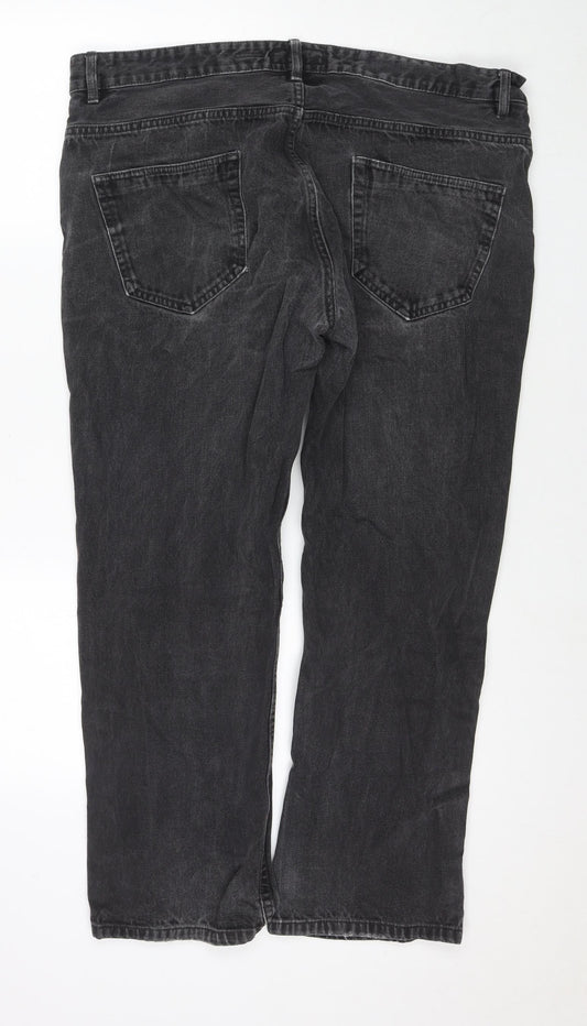 Matalan Womens Grey Cotton Straight Jeans Size 40 in L27 in Regular Zip