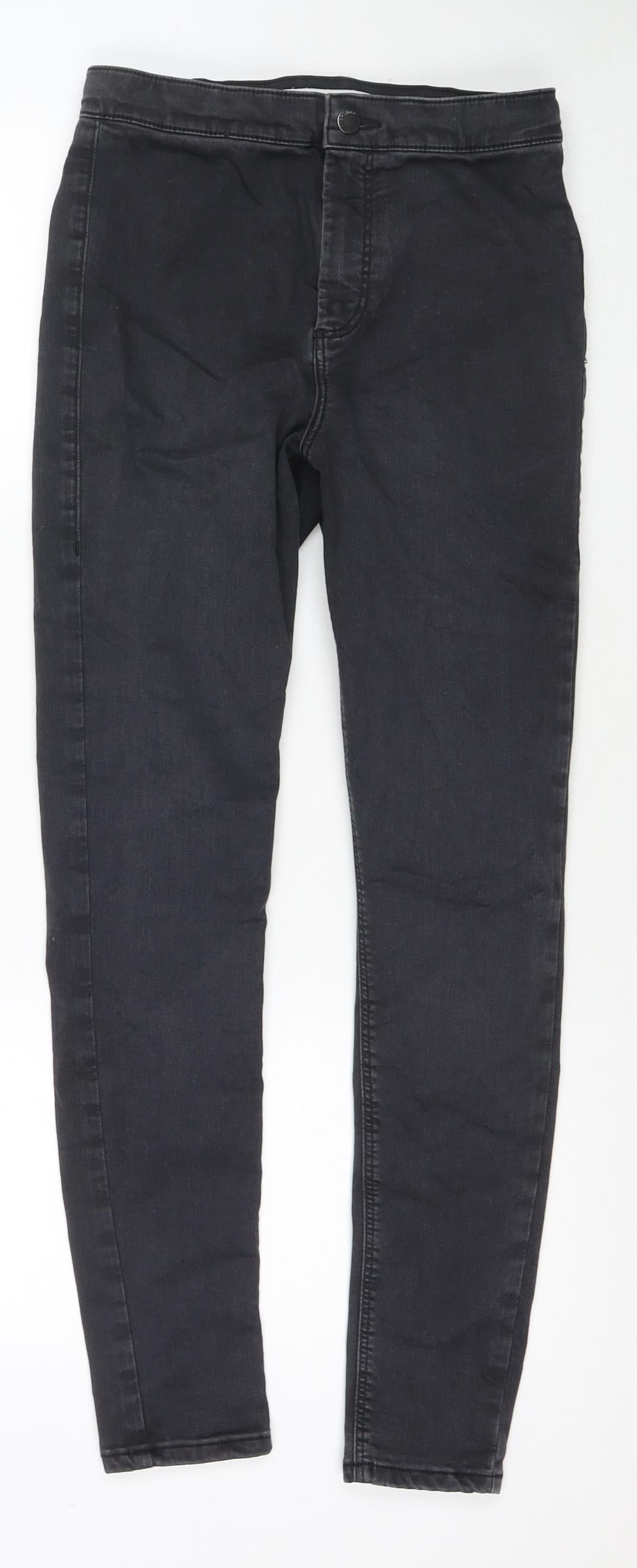 Topshop Womens Black Cotton Skinny Jeans Size 30 in L32 in Regular Zip