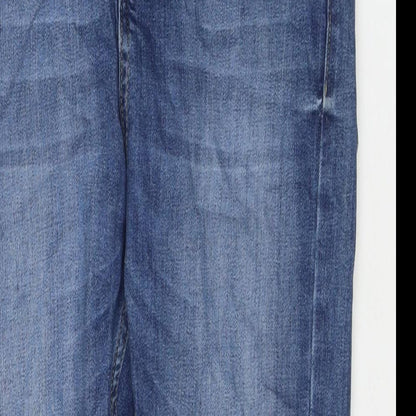Zara Mens Blue Cotton Tapered Jeans Size 31 in L26 in Regular Zip