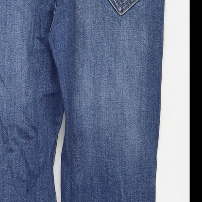 Zara Mens Blue Cotton Tapered Jeans Size 31 in L26 in Regular Zip