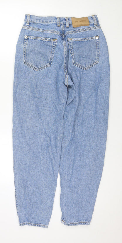 Pull&Bear Womens Blue Cotton Mom Jeans Size 8 L28 in Regular Zip