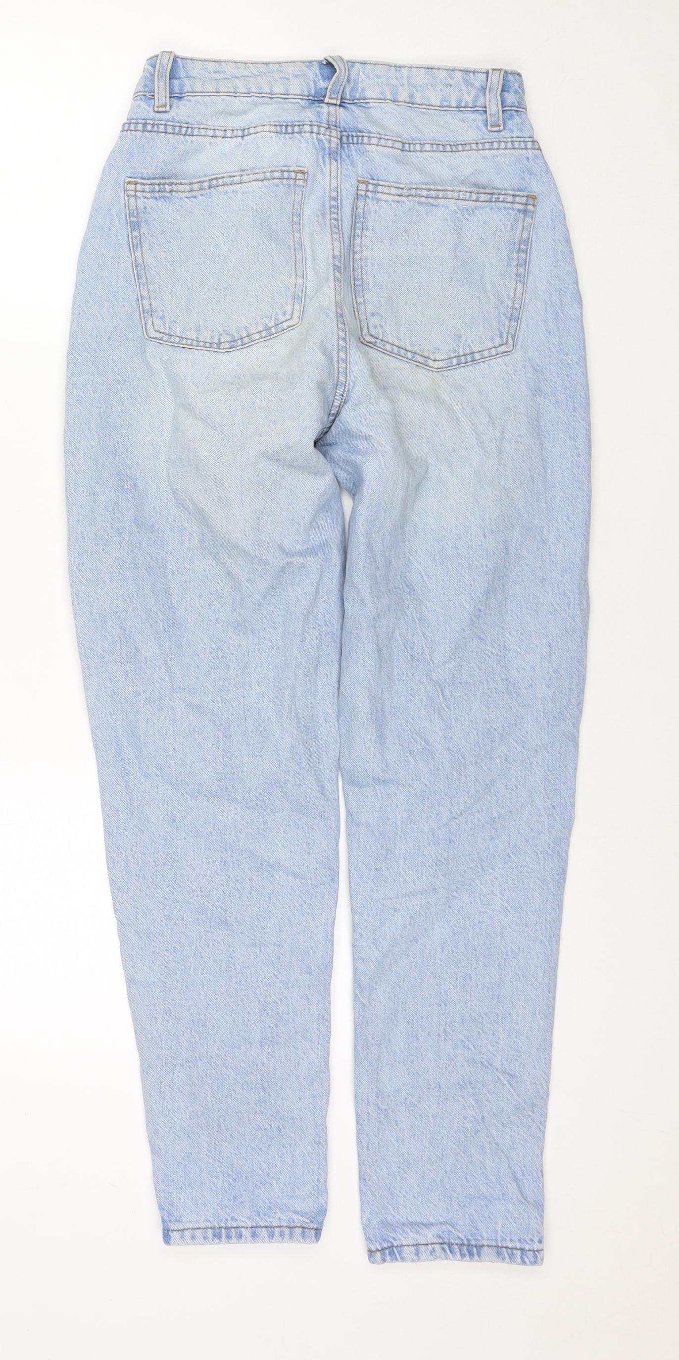 Denim & Co. Womens Blue Cotton Mom Jeans Size 6 L28 in Regular Zip