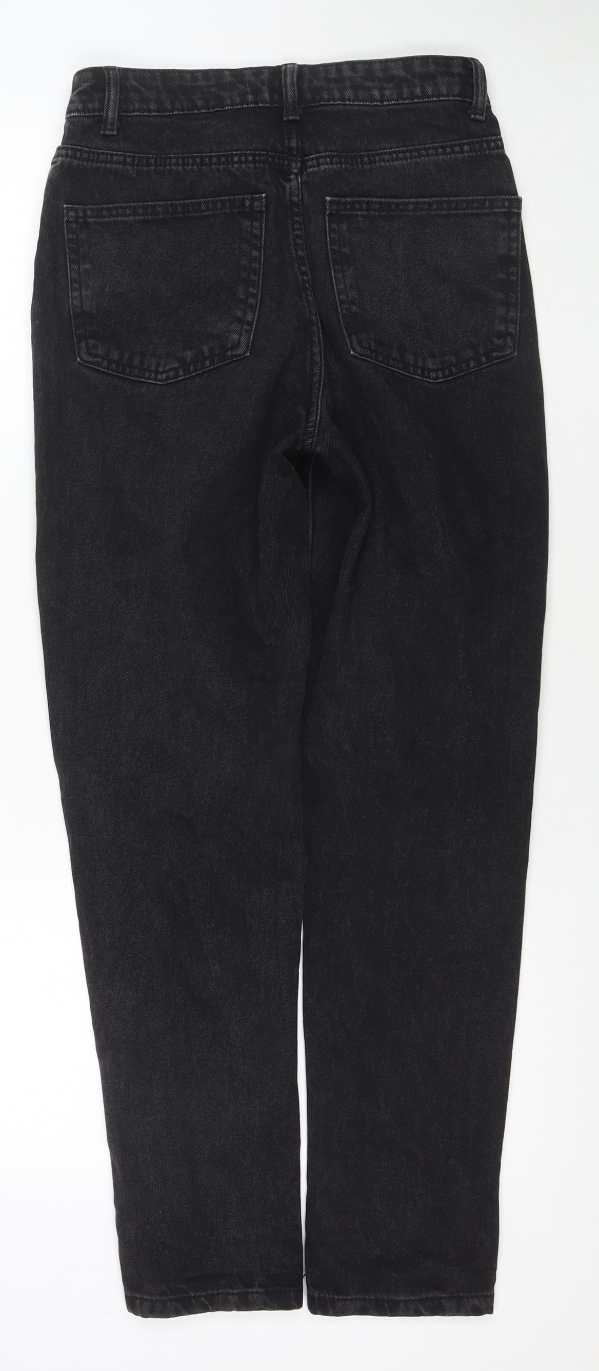 Denim & Co. Womens Black Cotton Straight Jeans Size 4 L28 in Regular Zip