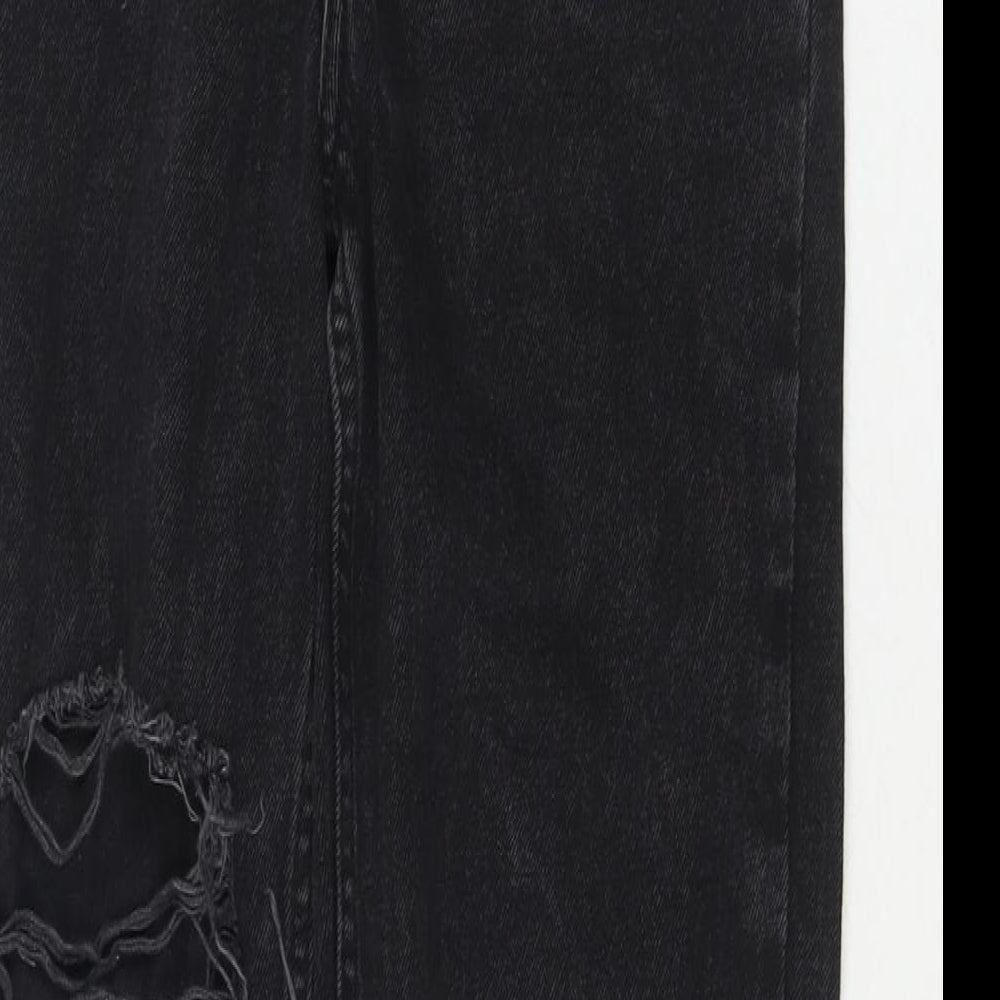 Denim & Co. Womens Black Cotton Straight Jeans Size 4 L28 in Regular Zip