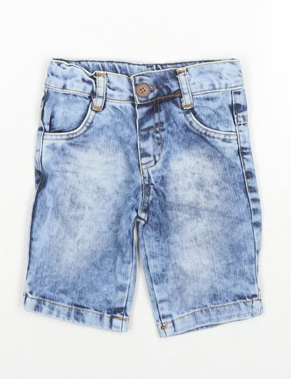Domakin Boys Blue Cotton Capri Jeans Size 18-24 Months Button