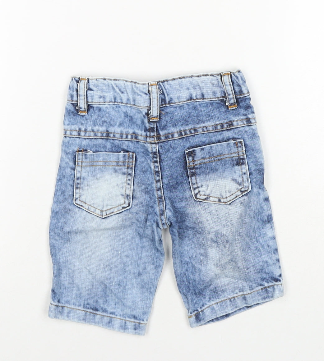 Domakin Boys Blue Cotton Capri Jeans Size 18-24 Months Button