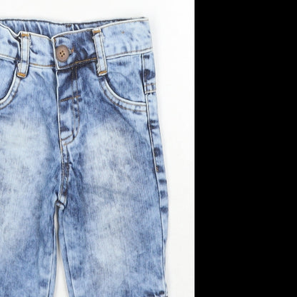 Domakin Boys Blue Cotton Capri Jeans Size 18-24 Months Button