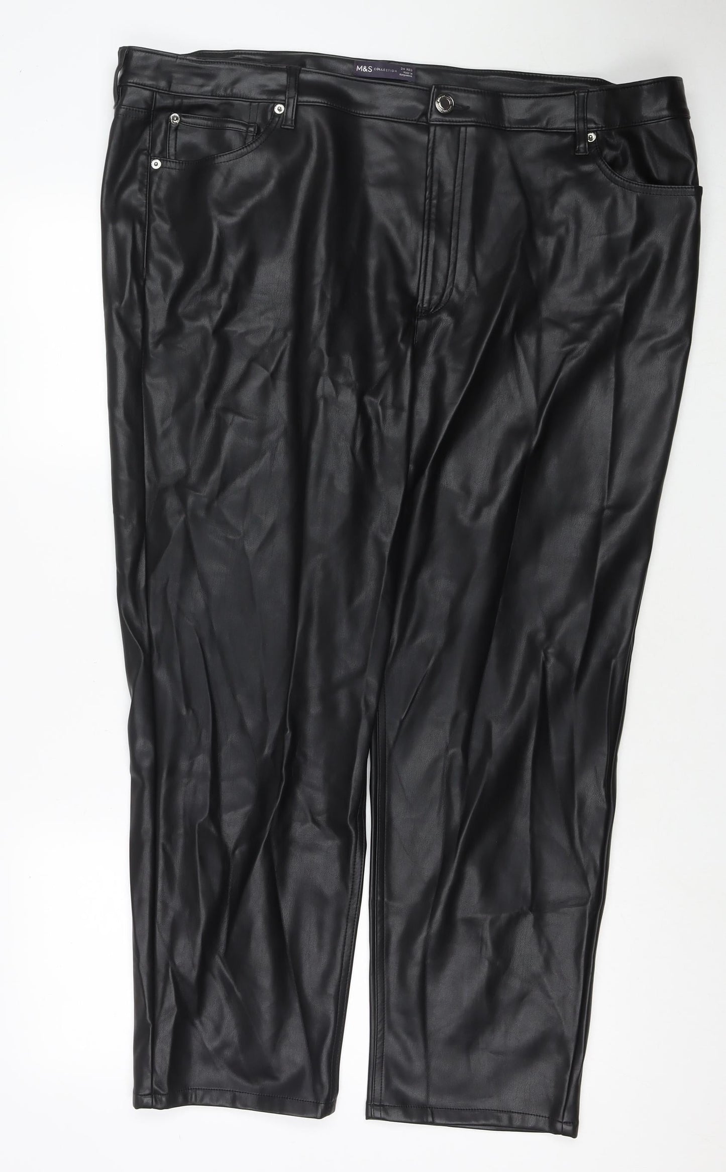 Womens UK Size 24 Marks and Spencer Regular Fit Carrot Black Trousers