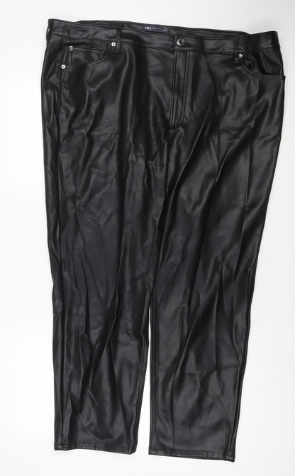 Womens UK Size 24 Marks and Spencer Regular Fit Carrot Black Trousers