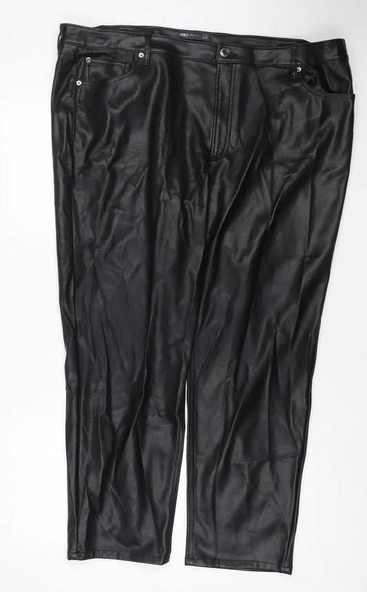 Womens UK Size 24 Marks and Spencer Regular Fit Carrot Black Trousers