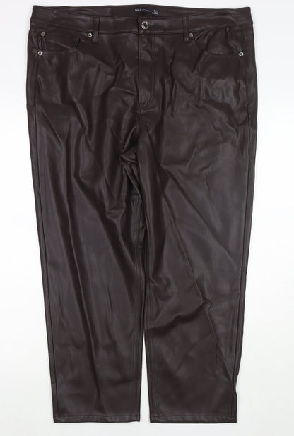 Womens UK Size 20 Marks and Spencer Regular Fit Pedal Pusher Brown Trousers