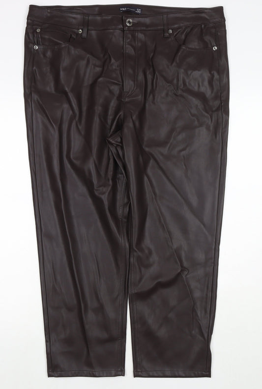 Womens UK Size 20 Marks and Spencer Regular Fit Pedal Pusher Brown Trousers