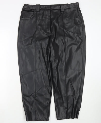 Womens UK Size 16 Marks and Spencer Regular Fit Cropped Black Trousers