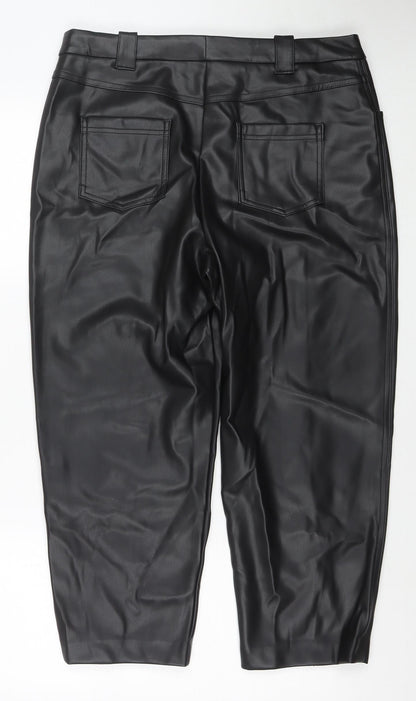 Womens UK Size 16 Marks and Spencer Regular Fit Cropped Black Trousers