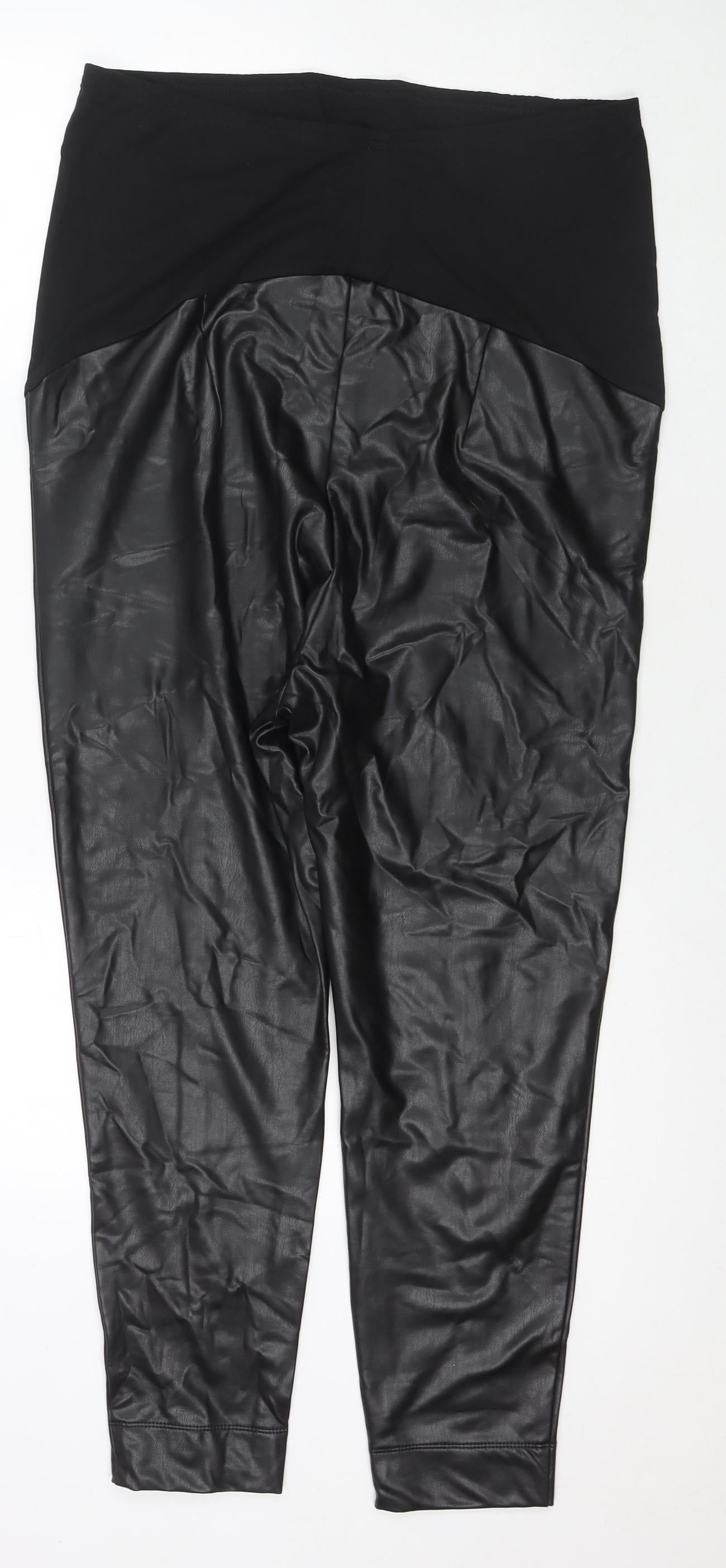 Womens UK Size 18 Marks and Spencer Regular Fit Cropped Black Trousers